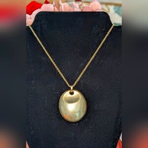 Signed Xc Necklace & Smooth Round Pendant